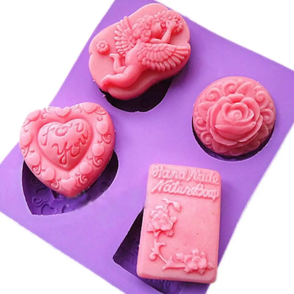 4 Cavities Baby Angel, Rose Flowers, Heart Shape Mould (PUR1015-09) - PurensoSelect