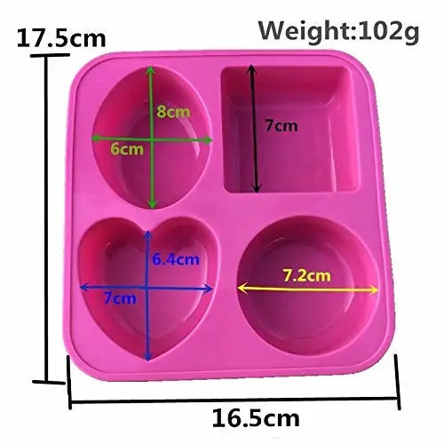 4 Cavities - Circle, Square, Oval and Heart Shape (PUR1015-14) - PurensoSelect