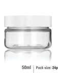 50ml Clear Basic Plastic Jar with White Straight Top Cap - PurensoSelect