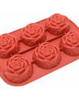6 Cavities Rose Flower with Leaf Shape Silicone Mould (PUR1015-07) - PurensoSelect