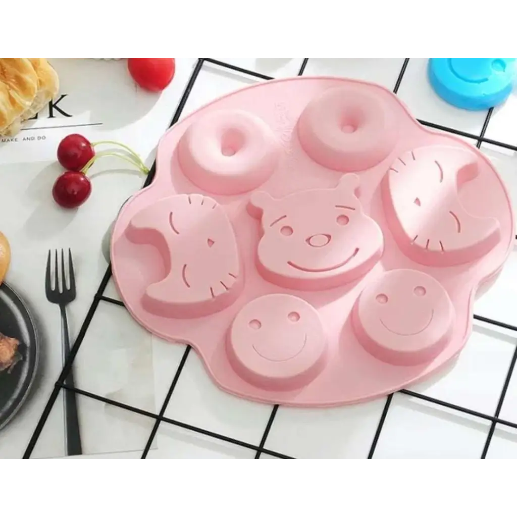 7 Cavities Cat, Pooh, Bear, Donut, Smiley Face Silicone Mould (PUR1015-54) - PurensoSelect