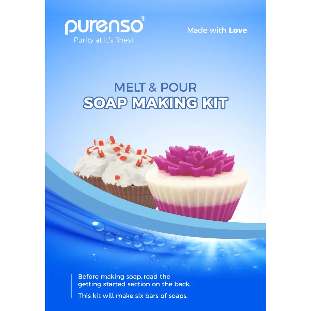 Soap Making Kit (500g Opaque Melt &amp; Pour Soap Base, 3 Bottles of Colors, 3 Bottles of Fragrance, 1 Mould) - PurensoSelect